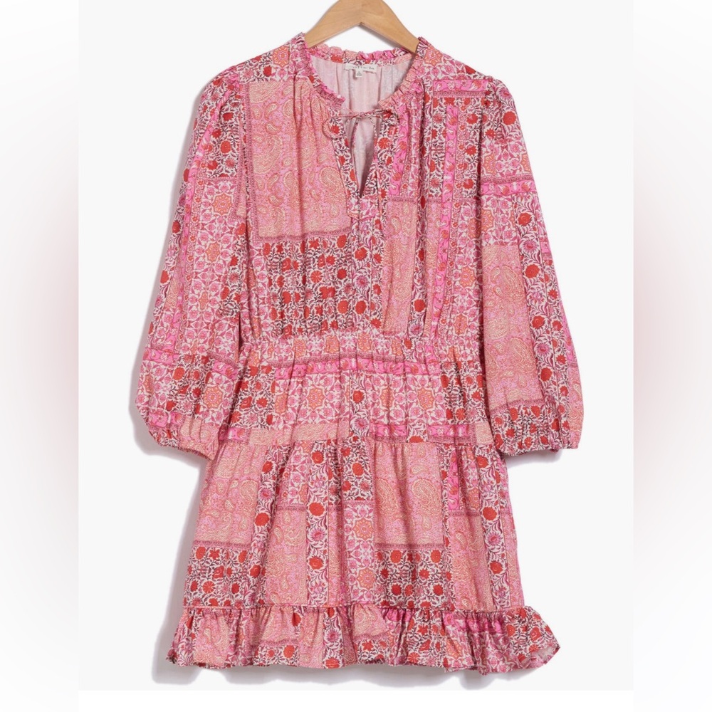 Elegant Pink Patchwork Dress